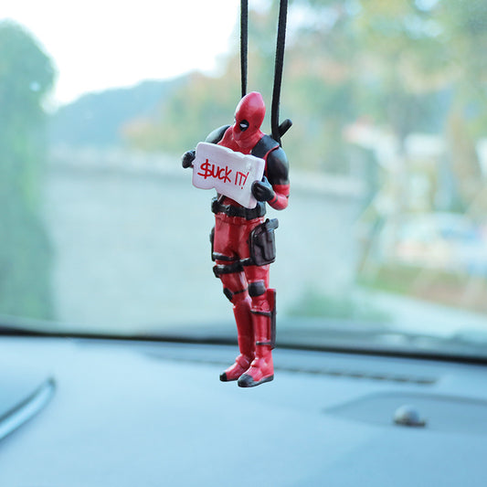 Cartoon Deadpool car rearview mirror car pendant reading book Xiaojianjian car supplies car pendant interior