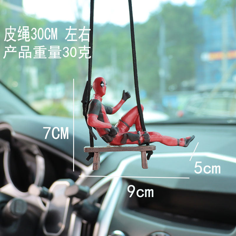 Cartoon Deadpool car rearview mirror car pendant reading book Xiaojianjian car supplies car pendant interior