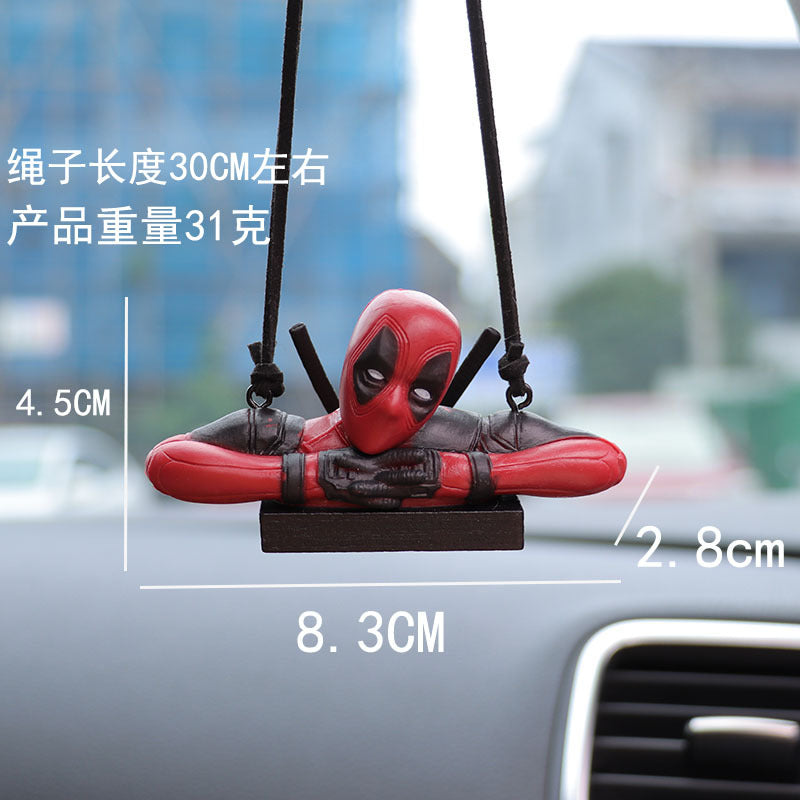 Cartoon Deadpool car rearview mirror car pendant reading book Xiaojianjian car supplies car pendant interior