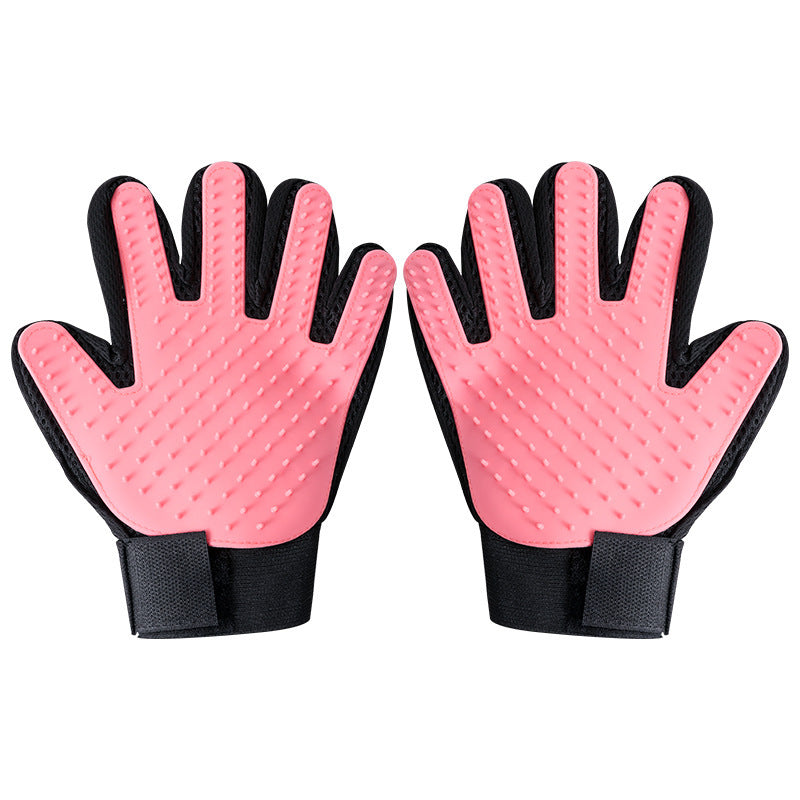 Close views of the textured grooming surface and wrist strap closure