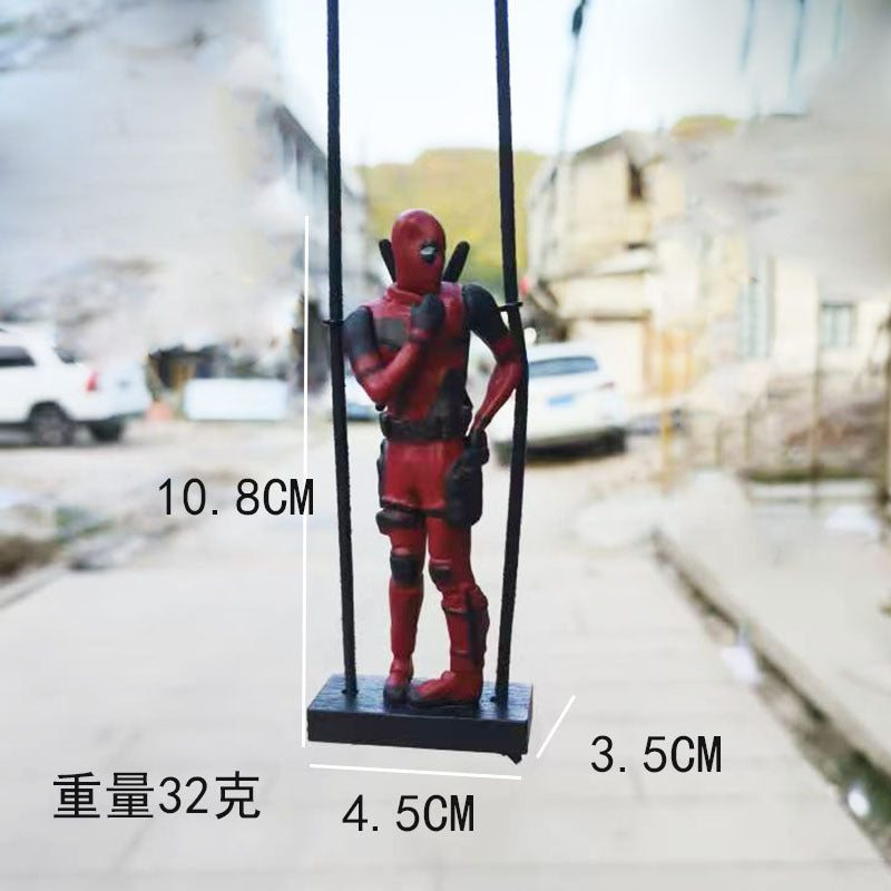 Cartoon Deadpool car rearview mirror car pendant reading book Xiaojianjian car supplies car pendant interior