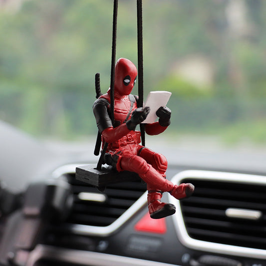 Cartoon Deadpool car rearview mirror car pendant reading book Xiaojianjian car supplies car pendant interior