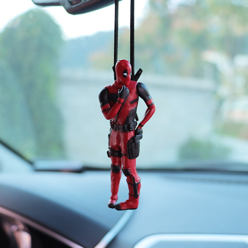 Cartoon Deadpool car rearview mirror car pendant reading book Xiaojianjian car supplies car pendant interior