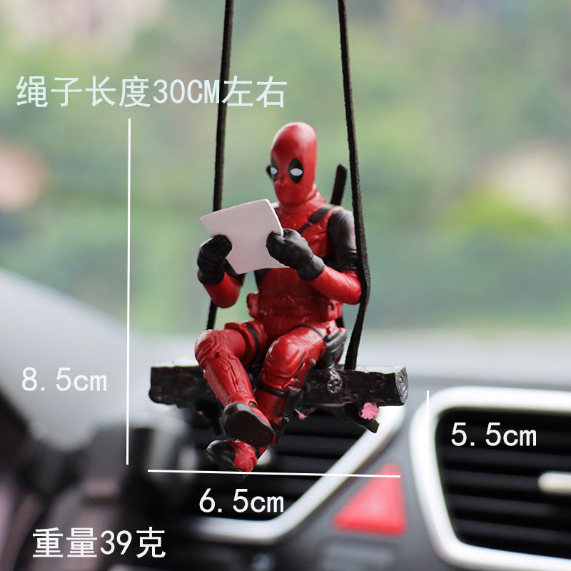 Cartoon Deadpool car rearview mirror car pendant reading book Xiaojianjian car supplies car pendant interior