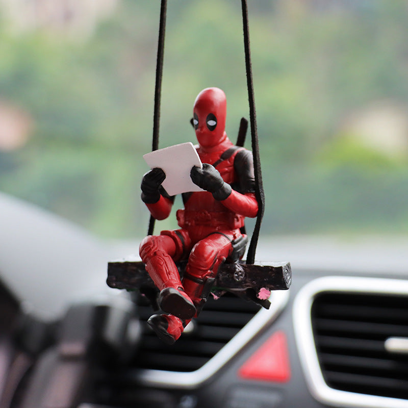 Cartoon Deadpool car rearview mirror car pendant reading book Xiaojianjian car supplies car pendant interior