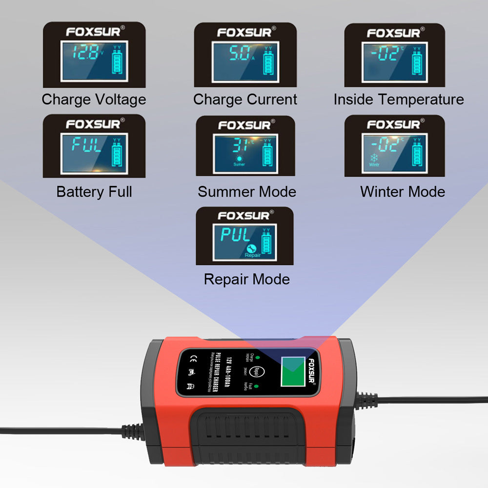 12V LCD Lead-Acid Battery Charger (European Plug)