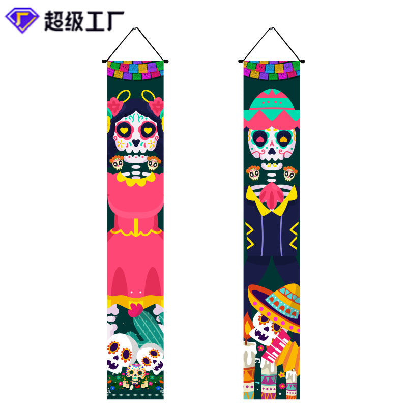 Halloween Door Banner Set in the Sugar Skull Parade design
