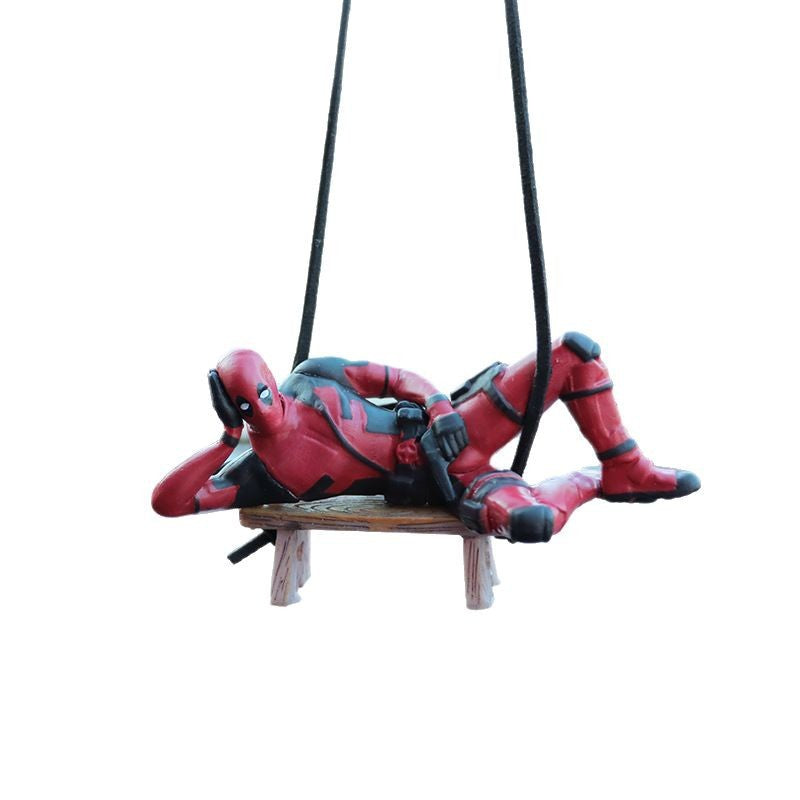 Cartoon Deadpool car rearview mirror car pendant reading book Xiaojianjian car supplies car pendant interior