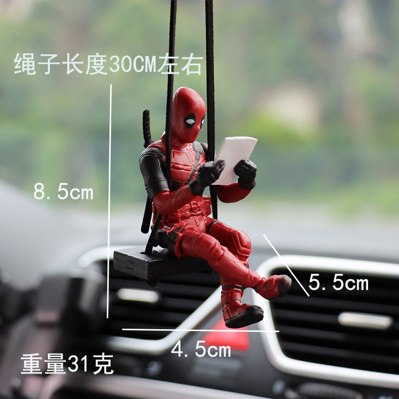 Cartoon Deadpool car rearview mirror car pendant reading book Xiaojianjian car supplies car pendant interior