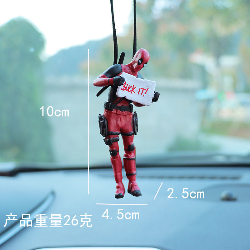 Cartoon Deadpool car rearview mirror car pendant reading book Xiaojianjian car supplies car pendant interior