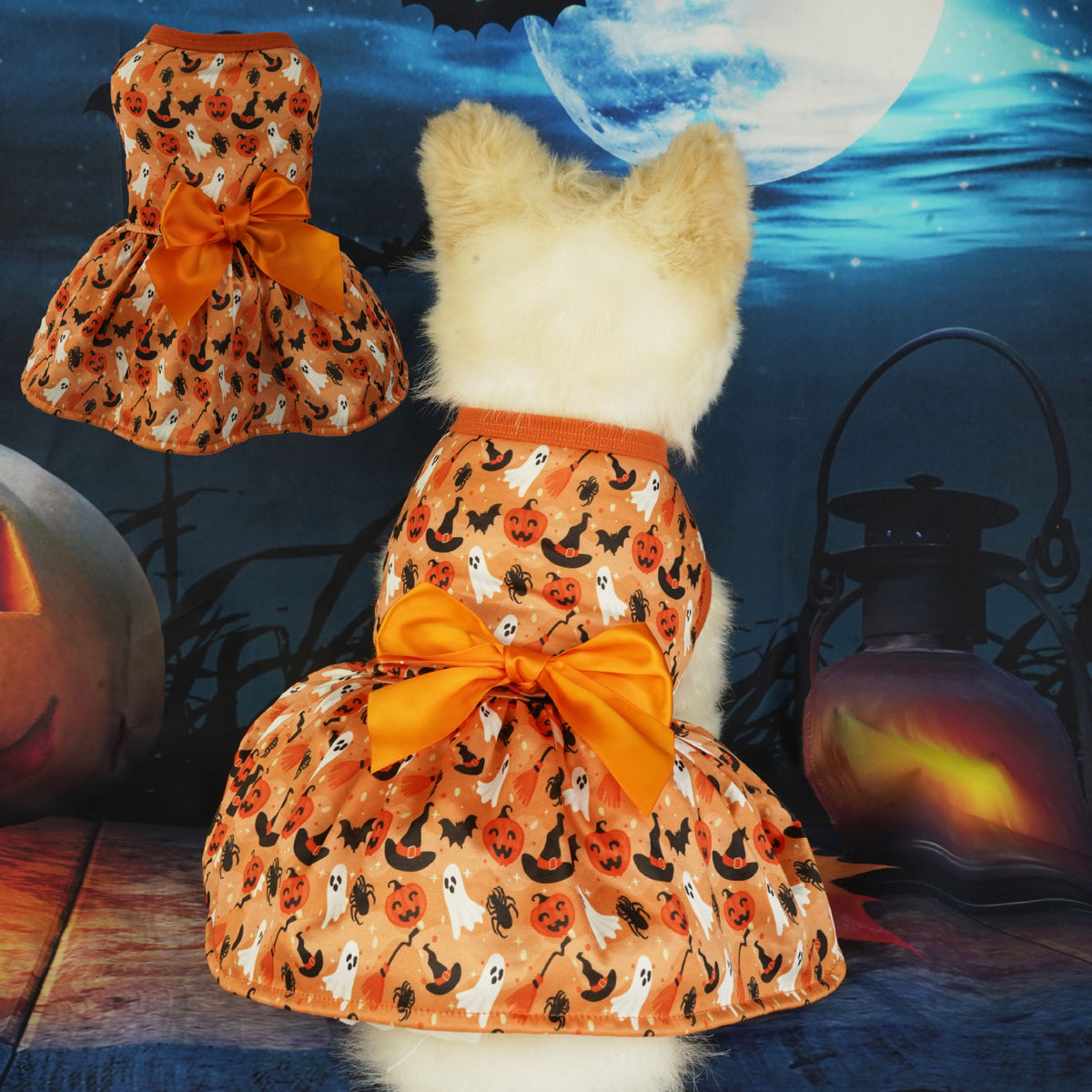 Halloween bow pet dress product gallery photo