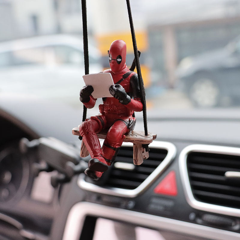 Cartoon Deadpool car rearview mirror car pendant reading book Xiaojianjian car supplies car pendant interior