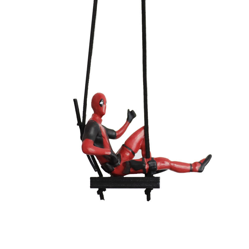 Cartoon Deadpool car rearview mirror car pendant reading book Xiaojianjian car supplies car pendant interior