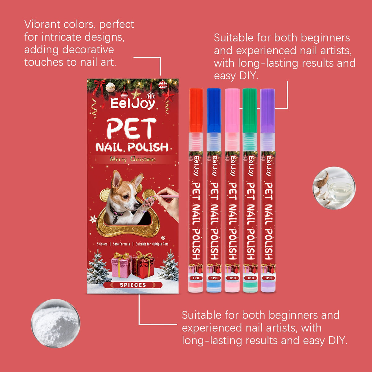 5-Piece Pet Nail Color Pen Set
