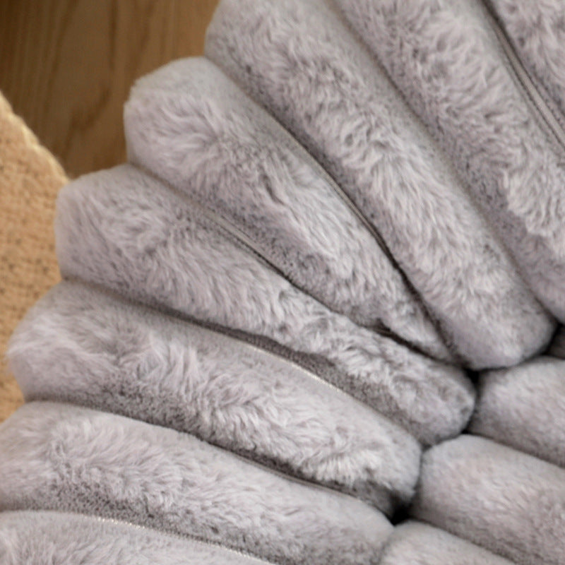 Ribbed Plush Round Pet Bed