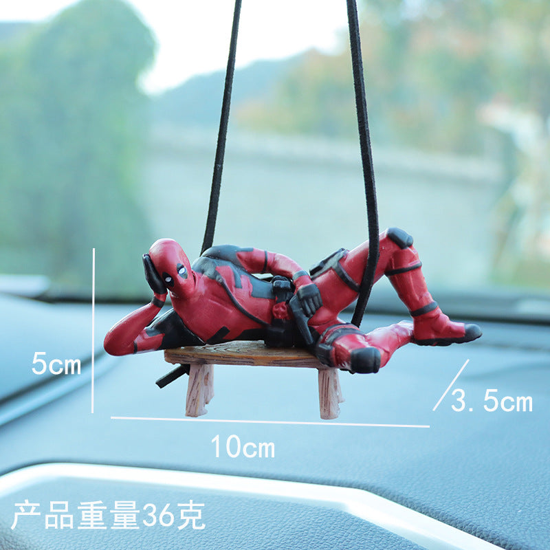 Cartoon Deadpool car rearview mirror car pendant reading book Xiaojianjian car supplies car pendant interior