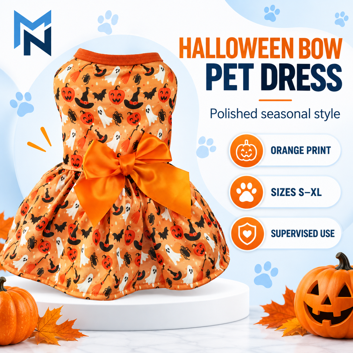 Halloween bow pet dress feature photo