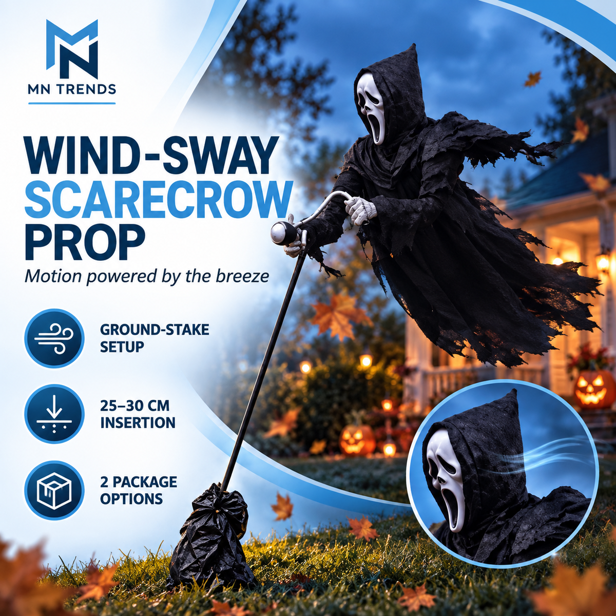 Wind-Sway Scarecrow Prop, Complete Set, feature view