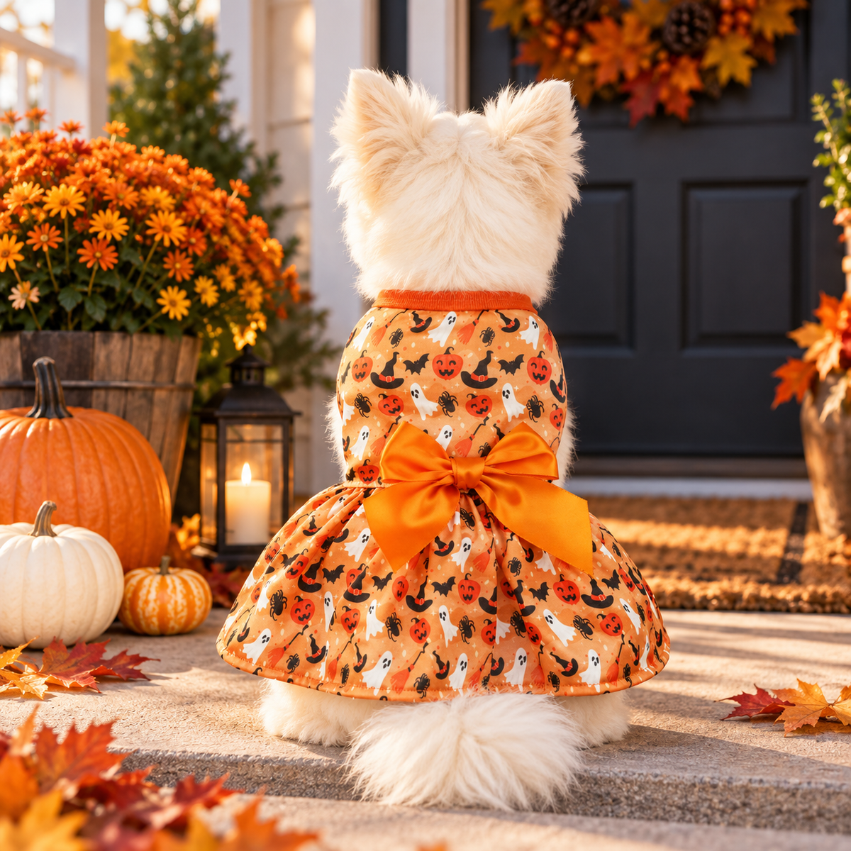 Halloween bow pet dress lifestyle photo