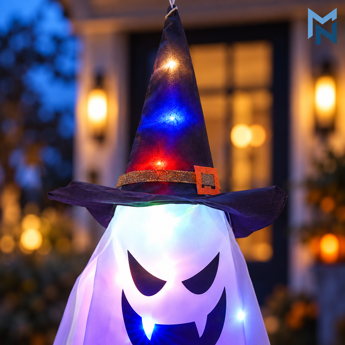 Multicolor LED hanging ghost decoration detail photo