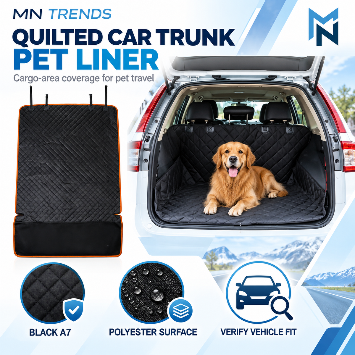 Quilted car trunk pet liner feature photo