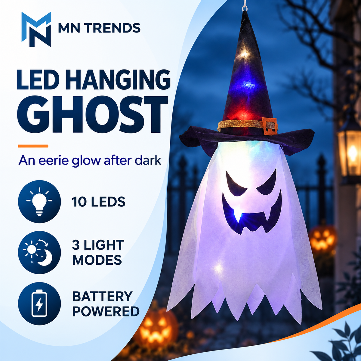 Multicolor LED hanging ghost decoration feature photo