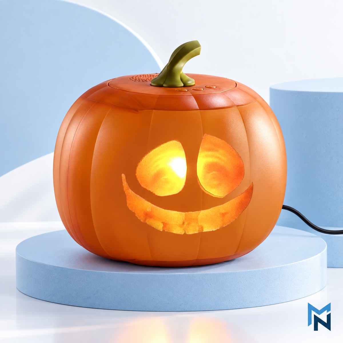 Animated talking pumpkin lantern, studio shot