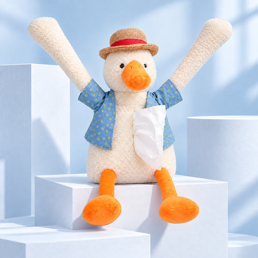 Crooked duck car tissue holder studio photo