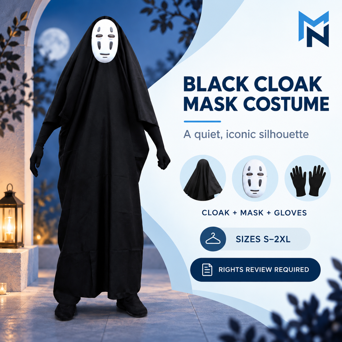 No-Face adult costume, feature view