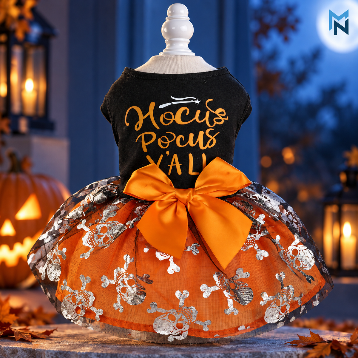 Skeleton Mesh Halloween Pet Dress - detail photo