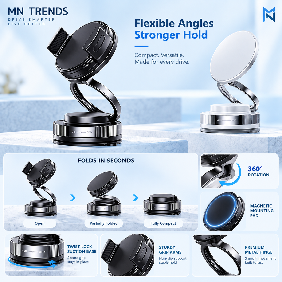 Magnetic phone mount feature highlights