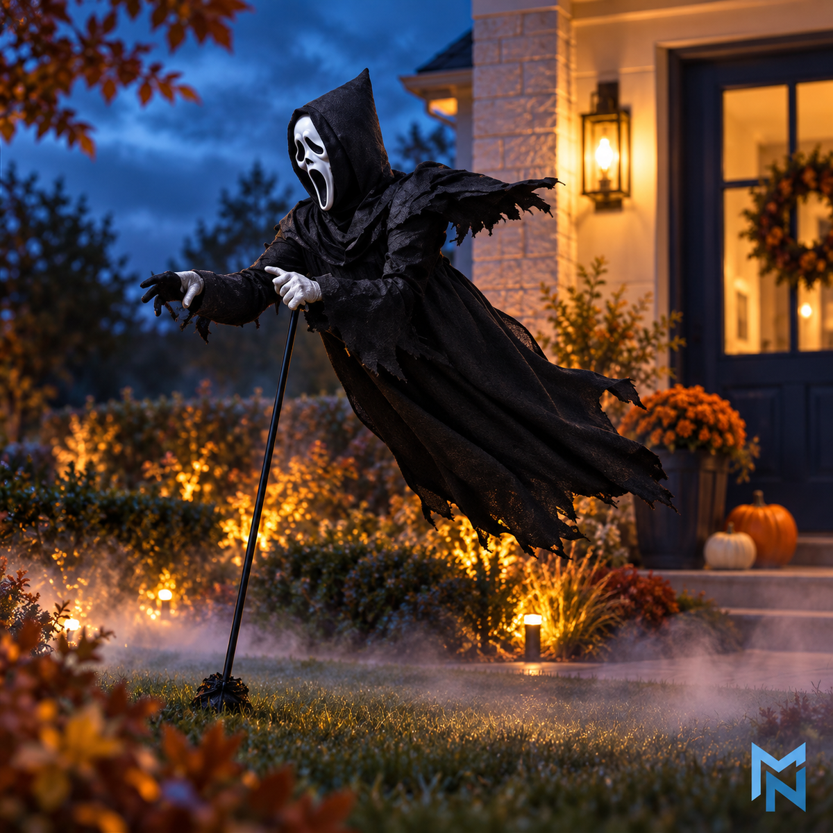 Wind-Sway Scarecrow Prop, Complete Set, lifestyle outdoor shot