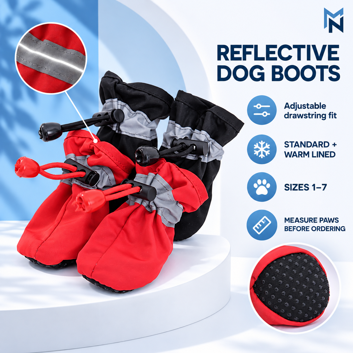 Reflective drawstring dog boots feature image