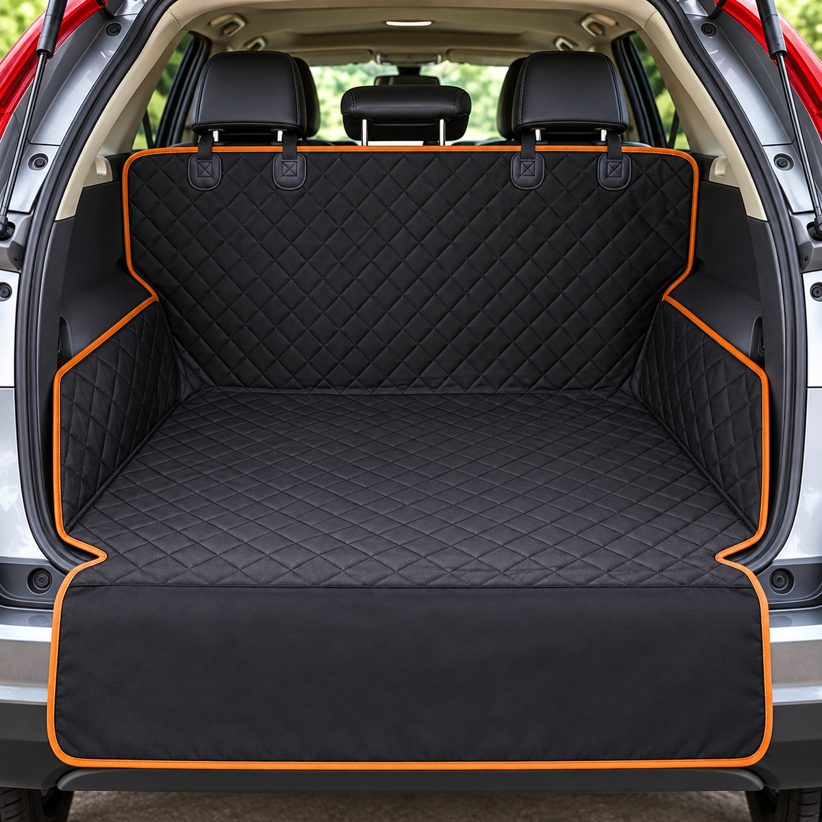 Quilted car trunk pet liner detail photo