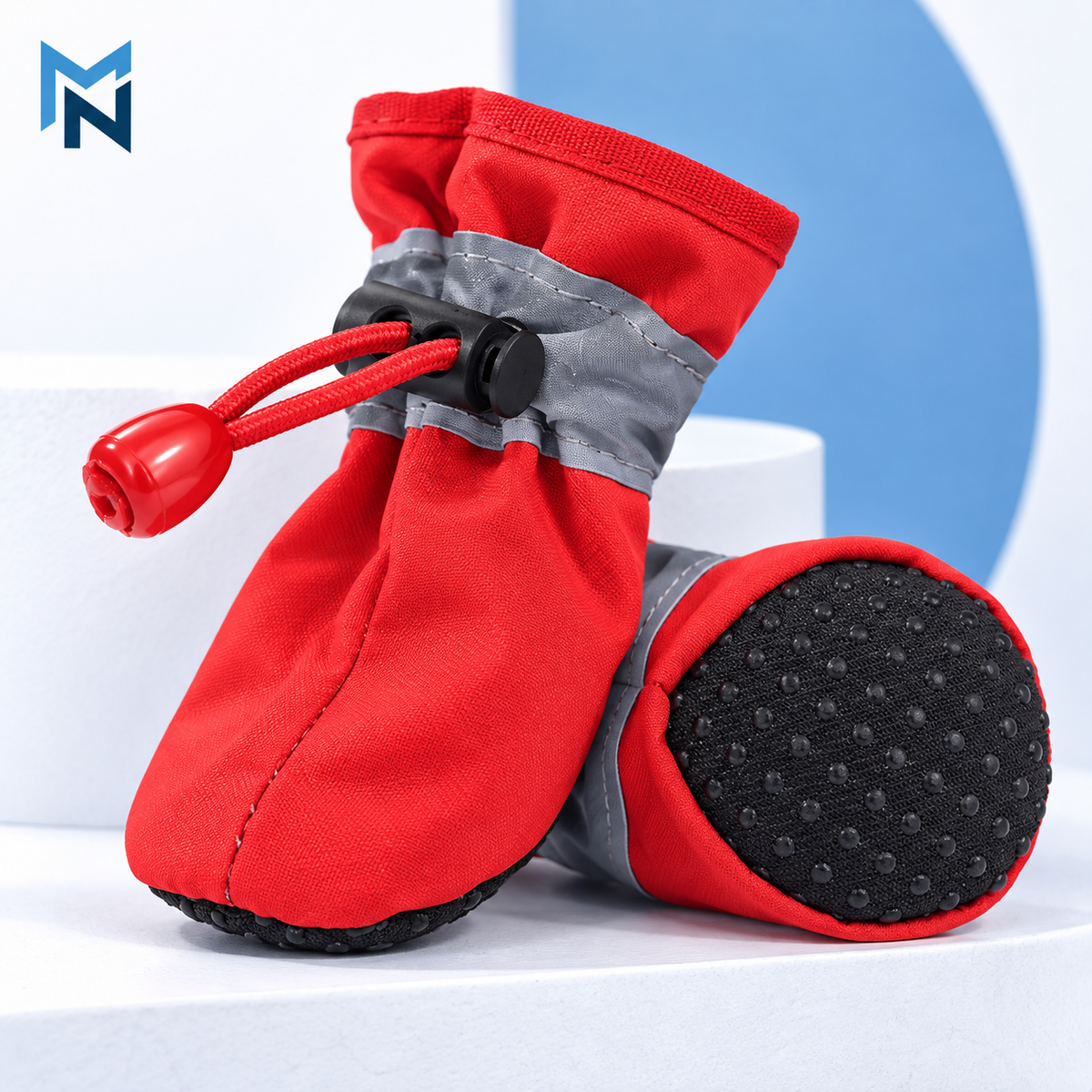 Reflective drawstring dog boots detail image