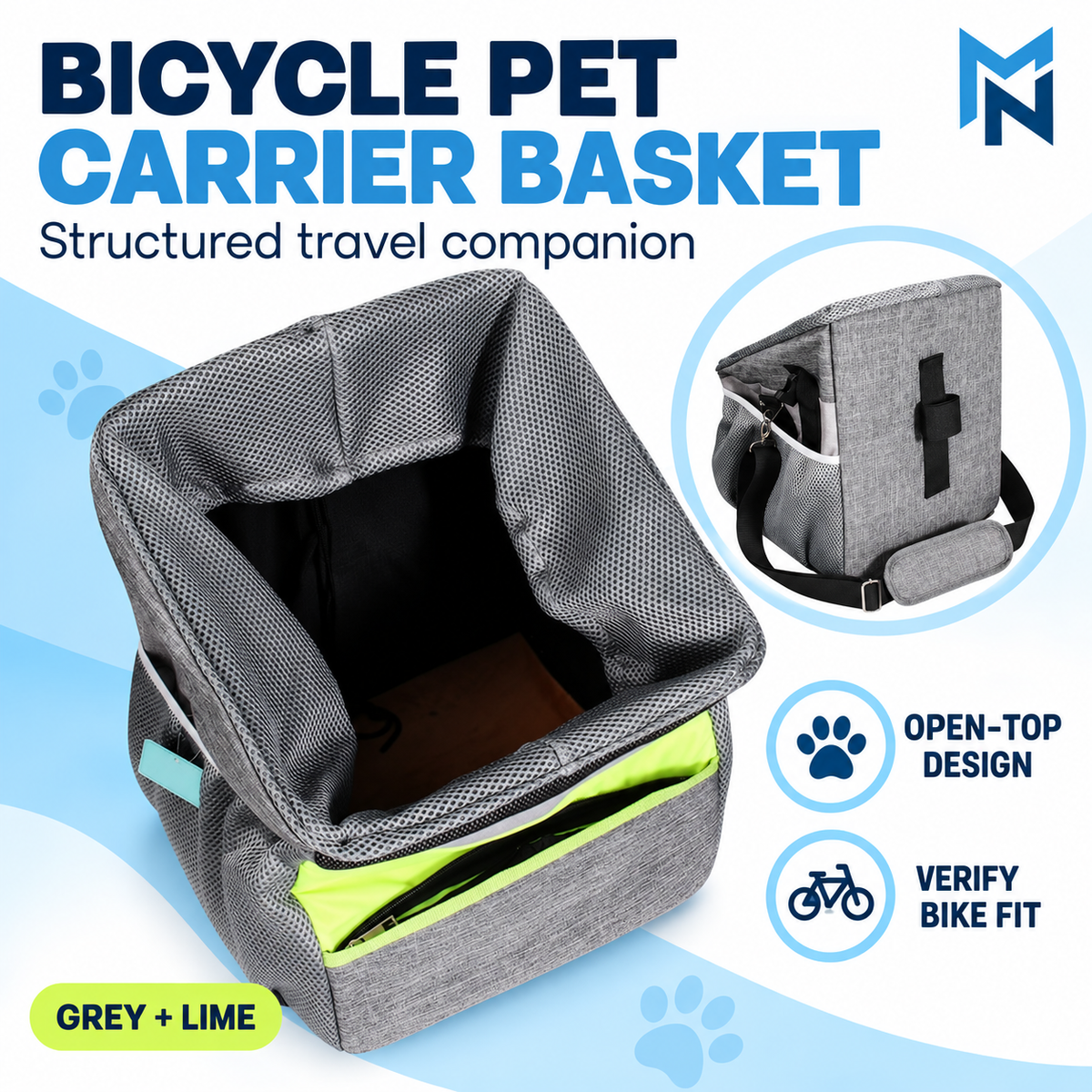 Bicycle pet carrier basket feature photo