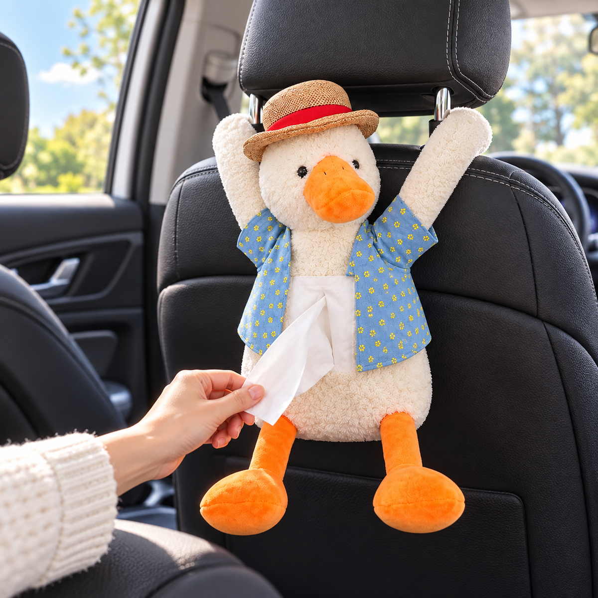 Crooked duck car tissue holder lifestyle photo