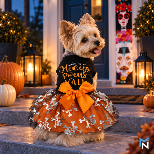 Skeleton Mesh Halloween Pet Dress - lifestyle photo